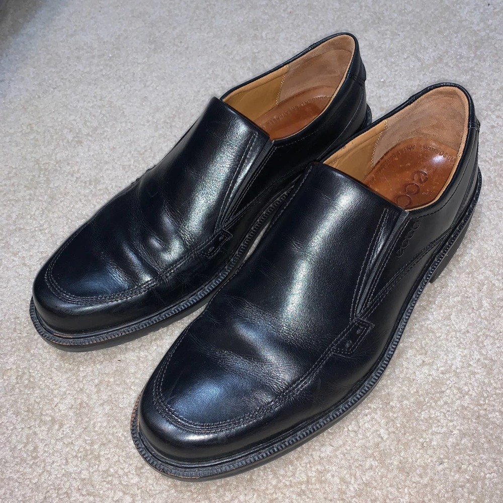 ECCO Black Leather Slip On Shoes